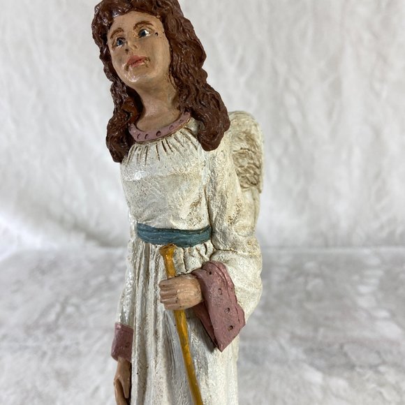 TNT 1993 Item 3531 Painted finished Pecan Resin Angel with Horn - Picture 8 of 10